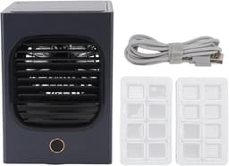 Ventilador de Aire Acondicionado Portátil, Mini Aire Acondicionado de 180 Ml Evporative, Ventilador de Refrigeración de Escritorio Silencioso USB Cahrging, Enfriador de Aire Móvil para el(Negro)