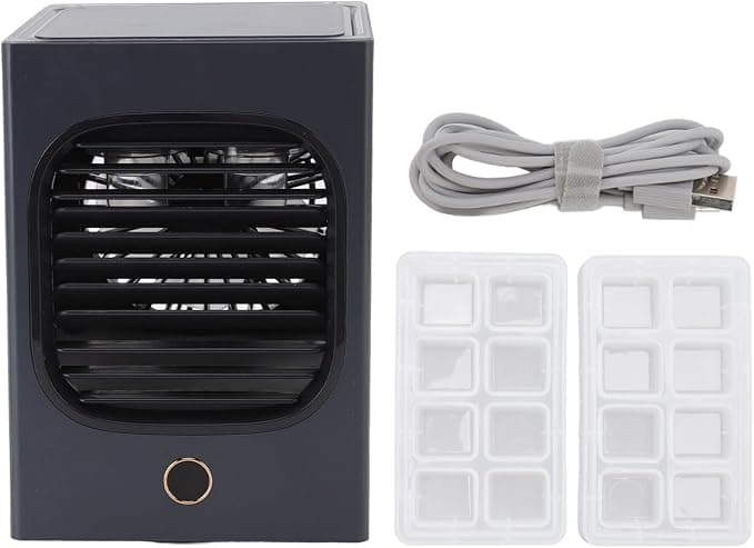 Ventilador de Aire Acondicionado Portátil, Mini Aire Acondicionado de 180 Ml Evporative, Ventilador de Refrigeración de Escritorio Silencioso USB Cahrging, Enfriador de Aire Móvil para el(Negro)
